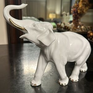 Vintage Erphilia Germany white porcelain elephant figurine.